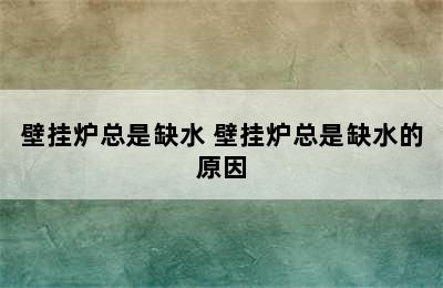 壁挂炉总是缺水 壁挂炉总是缺水的原因